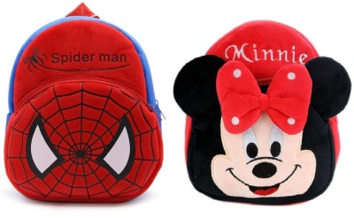 ARV Kids Spider And Mickey Cartoon Soft Plush 10L School Backpacks School Bag(Red, Red, 10 L)