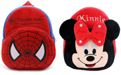 MAREHRA ENTERPRISES Kids Spider & Minnie School Bag for Baby Girl & Boy 1-5 Years Pack Of 2 School Bag(Red, 10 L)