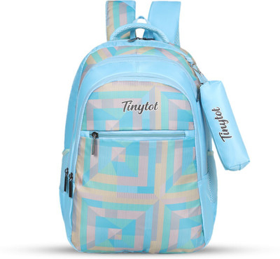 Tinytot SB117_11 School Backpack College Bag Travel Bag with Pencil Pouch 3rd Standard onward Waterproof School Bag(Light Blue, Brown, 30 L)