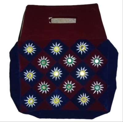 KrishnaTraders Design Hand Bag Hand Made Pipili Appliqué Waterproof Multipurpose Bag(Blue, Brown, 15 inch)