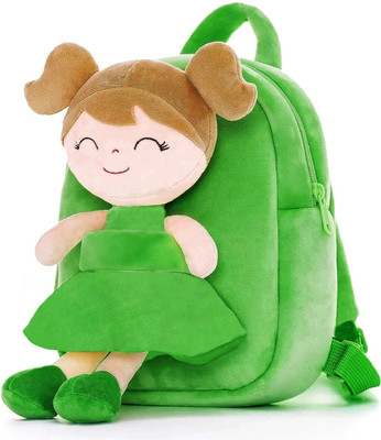 Frantic Kids School Backpack FullBody_Green_Hazel_Doll Plush Bag(Green, Beige, 15 L)