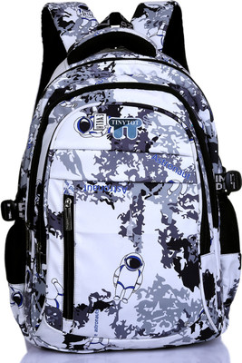 Tinytot SB144_04 School Backpack College Bag Travel Bag 2nd Standard onward Waterproof School Bag(White, Grey, 30 L)