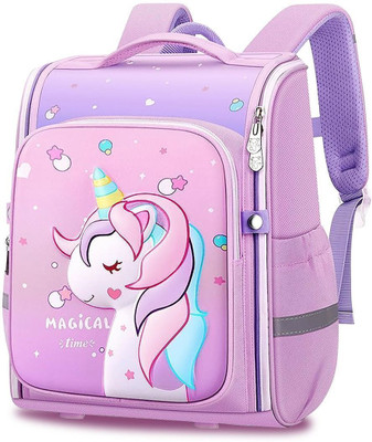 TONY STARK Unicorn 3D Embosed Design Water-Resistant Backpack For 5-12 Yrs School Kids School Bag(Purple, 15 L)