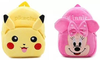 TRUELOVER Small 11 L Backpack School Bag Pikachu and Minnie Soft Plush BAG Plush Bag(Multicolor, 10 L)
