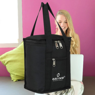 HALINO Insulated Lunch Bag - Compact, Easy Wash, Smooth Zipper & Lightweight Waterproof Lunch Bag(Black, 5 L)