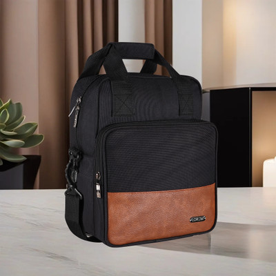 LOREM Black-Tan Faux Leather & PVC with Detachable shoulder strap Tiffin bag DB-TB17 Lunch Bag(Black, 13 L)