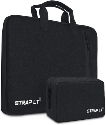 Straplt 15.6-16 Inch 180 Degree Opening Handle Laptop Bag With Pouch Waterproof Laptop Sleeve/Cover(Black, 16 inch)