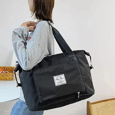 Remang JyotiClc Foldable Travel Duffel Bag, Large Capacity Folding Travel Bag Small Waterproof Shoulder Bag(Black, 34.5 L)