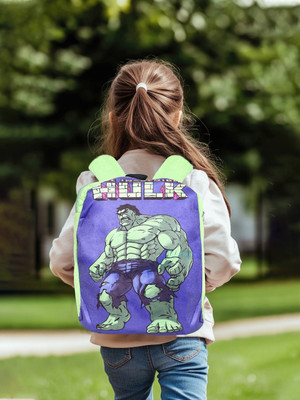 Heart Home The Incredible Hulk Plush Backpack|2 Compartment Velvet School Bag|Green| 20 L Backpack(Green)