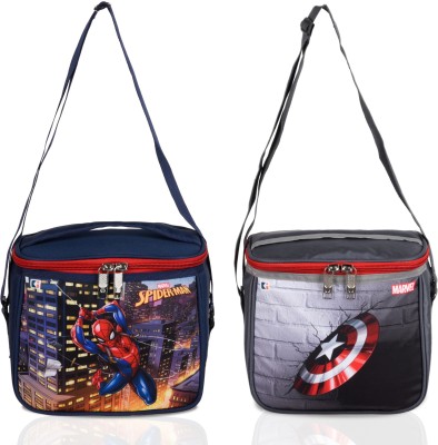 DISNEY Marvel Lunch Bag for School with Handle|Pack of 2|Navy Blue & Gray Waterproof Lunch Bag(Dark Blue, Grey, 7 L)