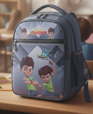 SJ Enterprises Kids School Bag Backpack for Nursery to Class 5 Cartoon Printed Bag for School Waterproof School Bag(Grey, 22 L)