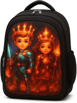 MOSU King & Queen Royal Duo Kids Bag Waterproof School Bag(Black, 26 L)