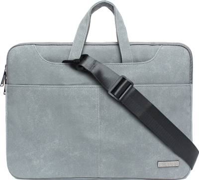Probus 15.6 Inch Premium Suede Leather Laptop Bag - Dark Grey Laptop Sleeve/Cover