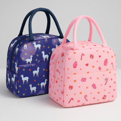 SPEND Pack of 2 Lunch Bag | Thermal Insulated and Waterproof Lunch Bag Lunch Bag(Dark Blue, Pink, 15 L)