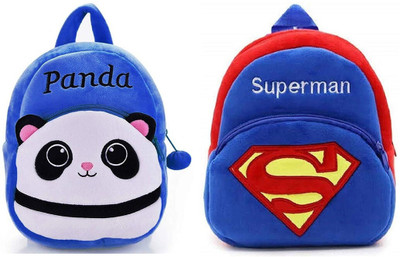 Aveek A_combo of 2 blue superman, blue panda753_a Backpack(Multicolor, 13 L)