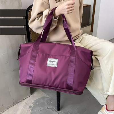 Remang Foldable Travel Duffel Bag, Large Capacity Folding Travel Bag Small Travel Bag Waterproof Shoulder Bag(Maroon, 32 L)