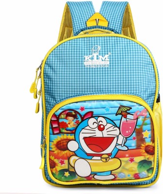 Kim Bag House Doremon-Printed School Bag Waterproof School Bag(Blue, Yellow, 25 L)