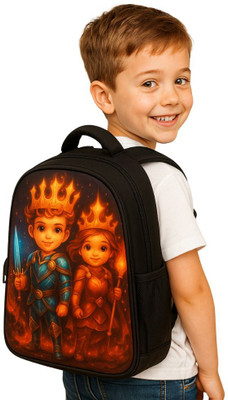 MOSU King Queen Fire Spirit Kids Bag Waterproof School Bag(Black, 26 L)