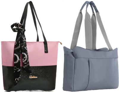 Reprox Women Pink, Grey Shoulder Bag(Pack of: 2)