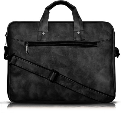 trend fusion Black Color Faux Leather 10L Office Laptop Bag For Men & Women TF-BG27 Waterproof Messenger Bag(Black, 10 L)