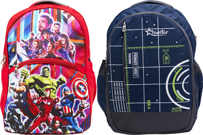 Sanstar KIDZYRED2503 Waterproof School Bag(Red, Dark Blue, 25 L)