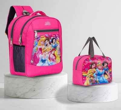 SAB Bags School & Lunch Backpack Combo | Cartoon Kids Set for Nursery to 2nd Class Waterproof School Bag(Pink, 30 L)