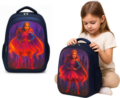 MOSU Princess Super Girl Navy School Bag Waterproof School Bag(Blue, 26 L)