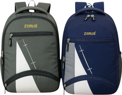 ZERUS Dual Color Combo Backpack for Men Women College Office Travel Use Waterproof School Bag(Blue, Grey, 32 L)