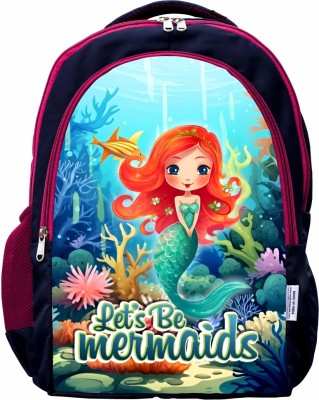 MY FAV Polyester Waterproof & Lightweight Mermaids Printed Backpack (5 to 14 Years) 35 L Backpack(Maroon)