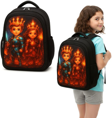 MOSU King Queen Flame Warrior Bag Waterproof School Bag(Black, 26 L)