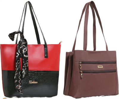 Reprox Women Red, Brown Shoulder Bag(Pack of: 2)