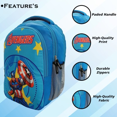 Aliva Fashion Avengers-Captain America School Bag with 3 Compartment and LightWeight Waterproof Backpack(Light Blue, 32 L)