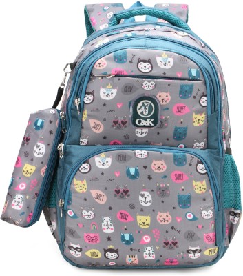 Chris & Kate New Printed Water Resistant Unisex School bag with Rain cover and Pencil Pouch 35 L Backpack(Grey)