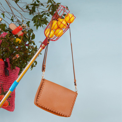 ACCESSORIZE LONDON Tan Sling Bag Women's Tan Whipstitch Flap Sling Bag