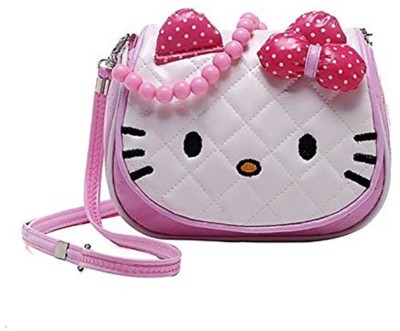 Nia Creations Pack of Cartoon Kitty Cross-body Bag and 2 beautiful cartoon LED pen Sling Bag(Pink, 8 inch)