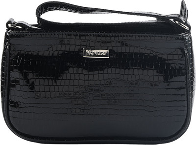Mumuso BLACK CROCO - SHINEY Baguette bag Shoulder Bag(Black, 0.25 L)