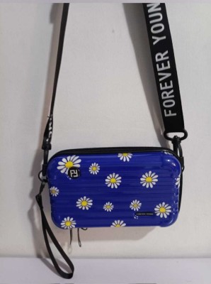 MRVCentury Blue, White, Yellow Sling Bag MRVC Blue Flower design Bag with Detachable Strap and Cosmetic Box