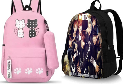 khatushyam collection stylish printed backpack for girls 20 L Backpack(Pink, Multicolor)