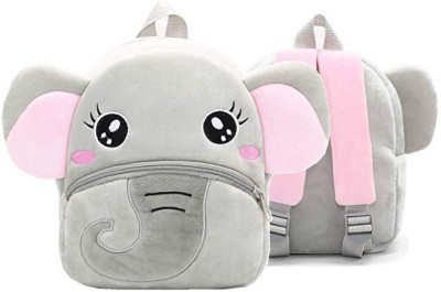 DEEP DAZZLING Backpack Premium Quality Pink Ear Elephant for kids Waterproof Bag Plush Bag Plush Bag(Grey, Pink, 15 L)