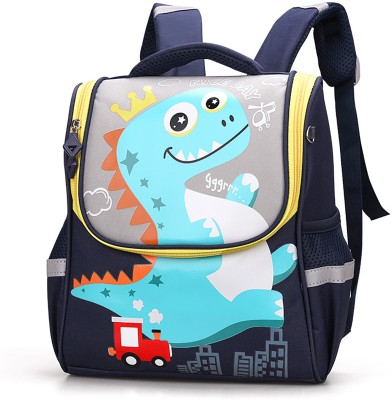 SYGA Kids Cute Dinosaur Cartoon Schoolbag, Suitable for Primary School Students Waterproof School Bag(Dark Blue, Light Blue, 5 L)