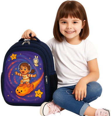 MOSU Space Girl Space Wonder Kids Bag Waterproof School Bag(Blue, 26 L)