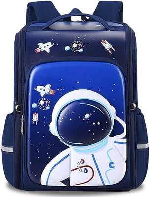 TONY STARK Astronaut 3D Embosed Design Water-Resistant Backpack For 5-12 Yrs School Kids School Bag(Dark Blue, 15 L)