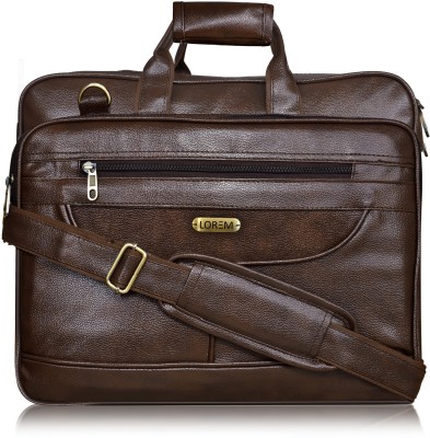 LOREM Chocolate Color Faux Leather 28L Big Size Office Laptop Bag For Men BG08 Waterproof Messenger Bag(Maroon, 28 L)