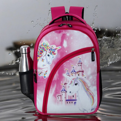 ZERUS Fantasy Print Pink School Bag for Girls Stylish Lightweight Kids Backpack Waterproof School Bag(Pink, 21 L)