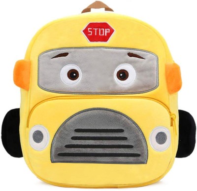 Frantic Yellow School Bus Kids Soft Animal Cartoon Velvet Plush School Bag Backpack(Yellow, 10 L)