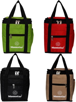 MOONSTAR BAGS Combo pack of 4 medium size School and Office tiffin bags Keep Food Hot and Warm Waterproof Lunch Bag(Green, Black, Beige, Red, 3 L)