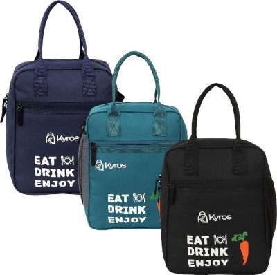 Kyros Combo 3 Unisex Daily Use For School Office Tiffin Bags BLUE,Black,MULTI 7L Waterproof Lunch Bag(Multicolor, 8 L)