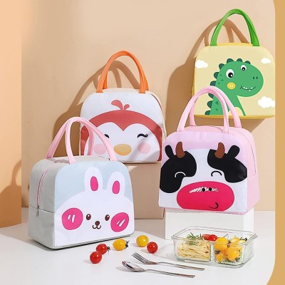 BAOER Cute Lunch Bags for Women, Small Portable Cartoon Thermal Lunch Bag Waterproof Lunch Bag(Grey, 5 L)