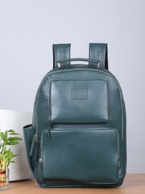 Teakwood Leathers Men's Green Solid Leather backpack Backpack(Green, 23 L)