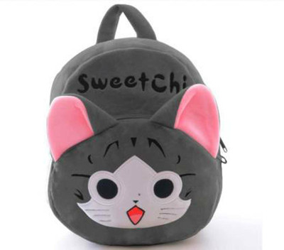 HappyChild Sweet Chi Kids Plush Bag School Bag(Grey, White, 10 L)